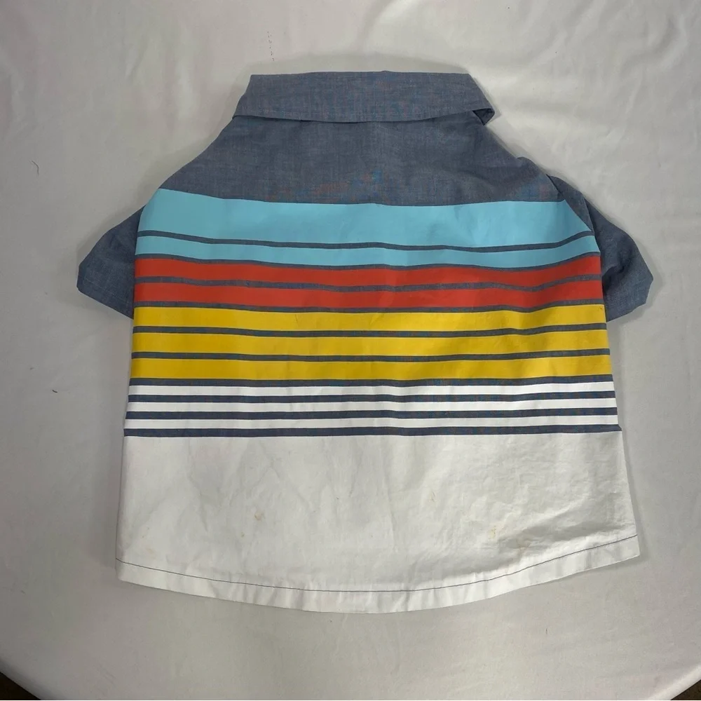 Top Paw Blue ,Red & Yello Striped Doggy Camp Shirt- X-Large